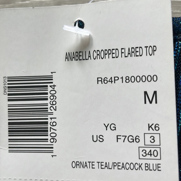 🆕 Guess | Annabella Cropped Flair Top Ornate Teal - Picture 10 of 10